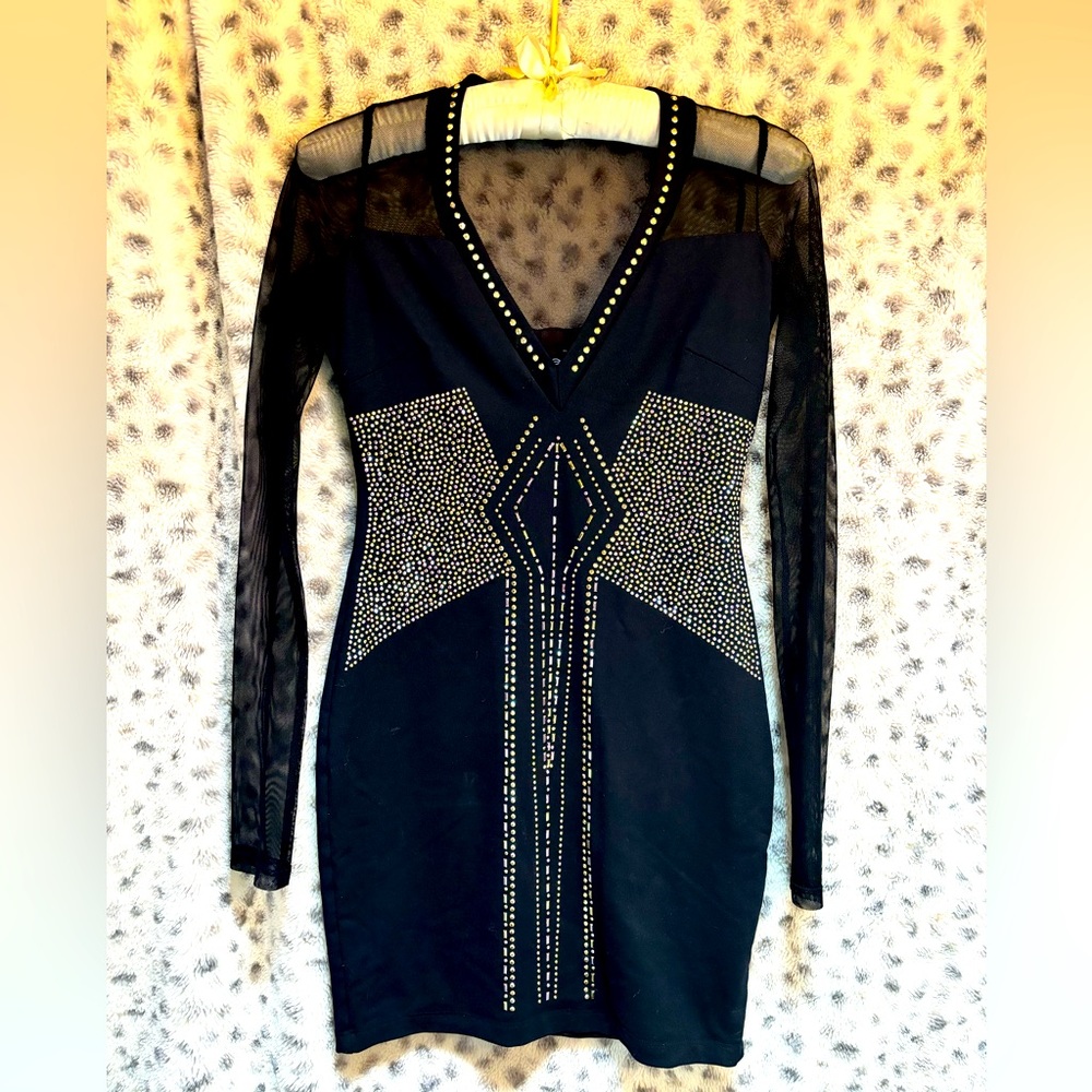 Bebe Dress Black, Studded Sz XS
